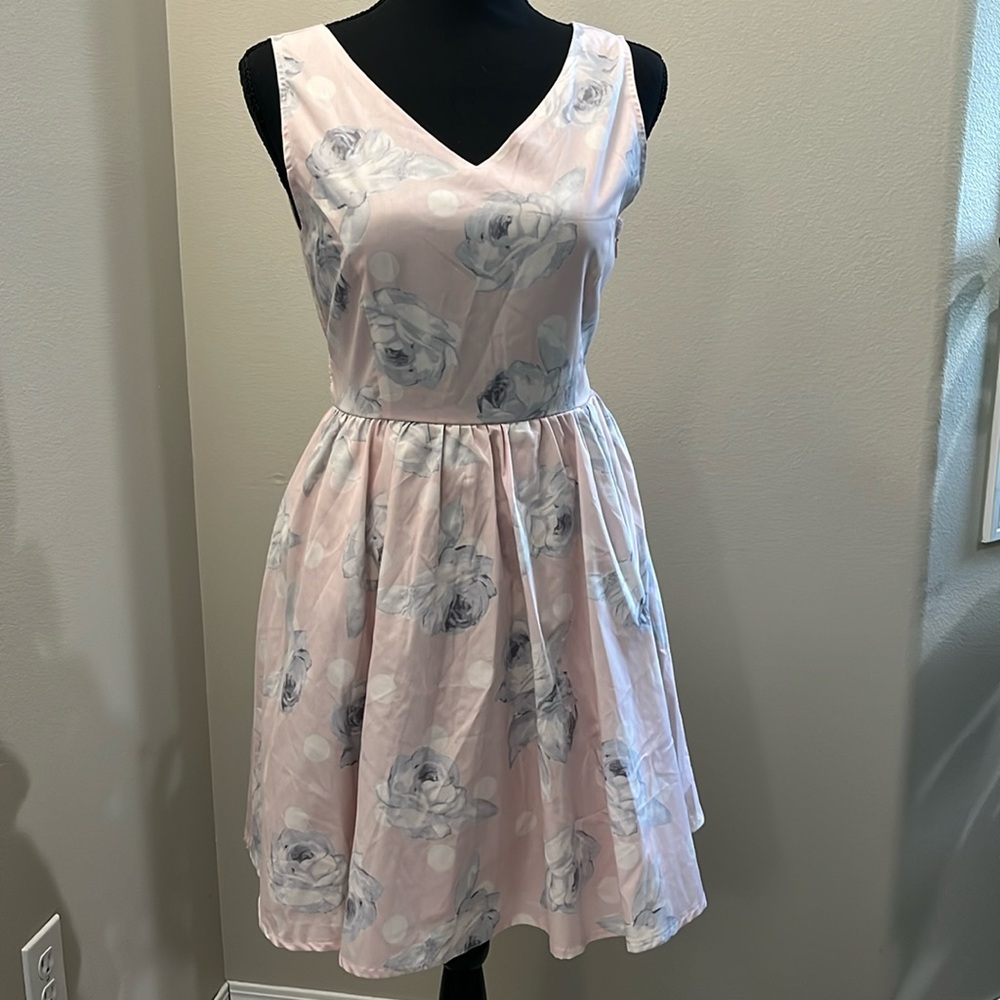 LIZ LISA Japanese Fashion light pink floral sleeveless mini dress‎ size 0